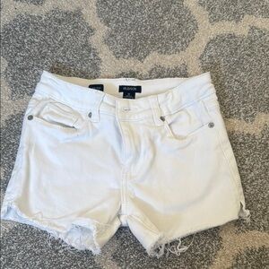 Hudson Jeans White Jean Shorts Distressed Cut-Off
